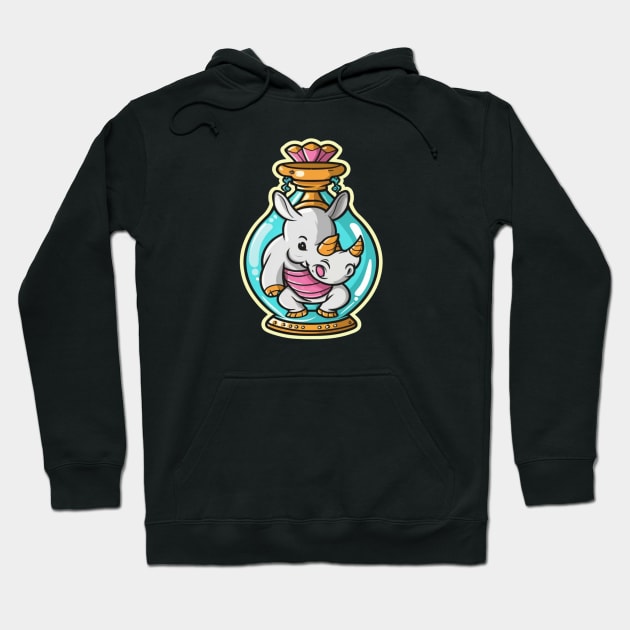 Cute Rhino in a Genie Bottle Hoodie by joolsd1@gmail.com